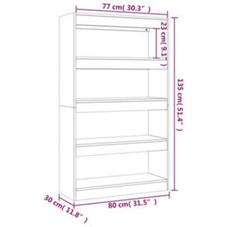 Berkfield Book Cabinet/room Divider Black 80X30X135 Cm Engineered Wood - thumbnail 7