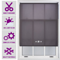 Chrome Triple Square Eyelet Daylight Roller Blind - (W)180Cm X (L)165Cm Dark Grey Blind From Furnished