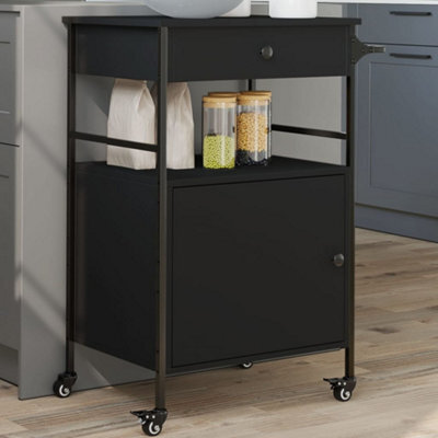 Walplus Kitchen Trolley Black 56X43X89.5 Cm Engineered Wood - image 1