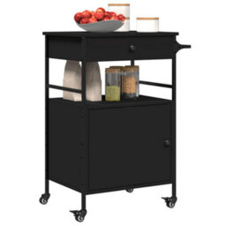 Walplus Kitchen Trolley Black 56X43X89.5 Cm Engineered Wood - thumbnail 6