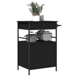 Walplus Kitchen Trolley Black 56X43X89.5 Cm Engineered Wood - thumbnail 5