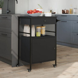 Walplus Kitchen Trolley Black 56X43X89.5 Cm Engineered Wood - thumbnail 4