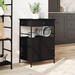 Walplus Kitchen Trolley Black 56X43X89.5 Cm Engineered Wood - thumbnail 3