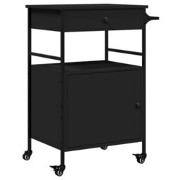 Walplus Kitchen Trolley Black 56X43X89.5 Cm Engineered Wood - thumbnail 2