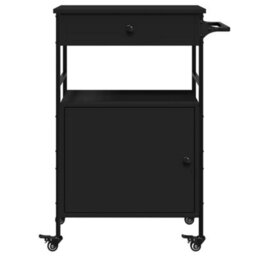 Walplus Kitchen Trolley Black 56X43X89.5 Cm Engineered Wood - thumbnail 9