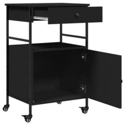 Walplus Kitchen Trolley Black 56X43X89.5 Cm Engineered Wood - thumbnail 8