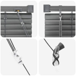 Berkfield Window Blind With Curtains Manual Dark Grey Aluminium - thumbnail 8