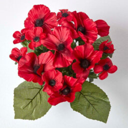 Homescapes Artificial Red Handcrafted Poppy Flower Arrangement In Grave Pot, 30 X 25 Cm - thumbnail 2