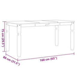 Berkfield Dining Table Corona Grey 160X80X75 Cm Solid Wood Pine - thumbnail 8