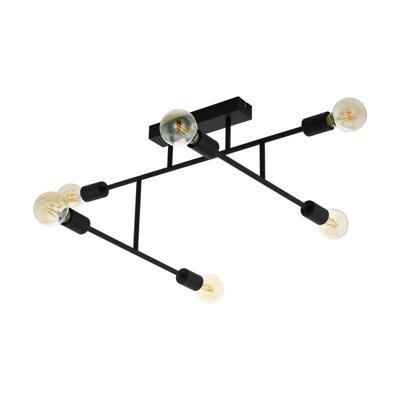 Elegant Black Chrome Pendant Ceiling Light With Criss Cross Design For E27 Bulbs - image 1