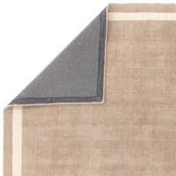 Beige Plain Handmade Bordered 7mm Pile Stain-Resistant Rug For Bedroom, & Dining Room, Plain Wool Rug-200Cm X 290Cm - thumbnail 4
