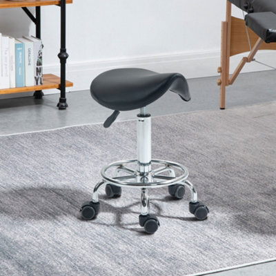 Homcom Saddle Chair, Rolling Salon Stool For Massage Spa Clinic Beauty, Black - image 1