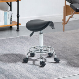 Homcom Saddle Chair, Rolling Salon Stool For Massage Spa Clinic Beauty, Black - thumbnail 1