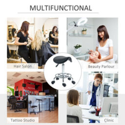 Homcom Saddle Chair, Rolling Salon Stool For Massage Spa Clinic Beauty, Black - thumbnail 7