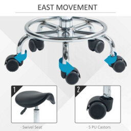 Homcom Saddle Chair, Rolling Salon Stool For Massage Spa Clinic Beauty, Black - thumbnail 6