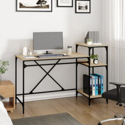 Berkfield Desk With Shelves Sonoma Oak 135X50X90 Cm Engineered Wood&iron - thumbnail 3