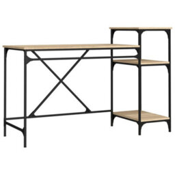 Berkfield Desk With Shelves Sonoma Oak 135X50X90 Cm Engineered Wood&iron - thumbnail 2