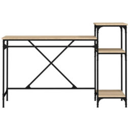 Berkfield Desk With Shelves Sonoma Oak 135X50X90 Cm Engineered Wood&iron - thumbnail 5