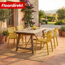 Floordirekt 6 Pack Stackable Garden Chairs Weather Resistant Uv Protected Patio Balcony Dining Set Yellow 60 X 51 Cm - thumbnail 9