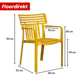 Floordirekt 6 Pack Stackable Garden Chairs Weather Resistant Uv Protected Patio Balcony Dining Set Yellow 60 X 51 Cm - thumbnail 2