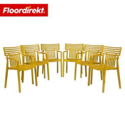 Floordirekt 6 Pack Stackable Garden Chairs Weather Resistant Uv Protected Patio Balcony Dining Set Yellow 60 X 51 Cm - thumbnail 1