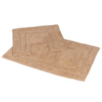 Showerdrape Pinnacle Biscuit  2 Piece 100% Cotton Bath Mat Set - image 1