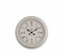Deenz Vintage French Style Round Wall Mounted Clock White Bordered Frame Large Bold Roman Numerals Blue Hands Home Decoration