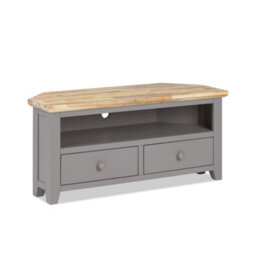 Statement Furniture Florence Dove Grey Corner Tv Unit With 2 Drawers And Shelf