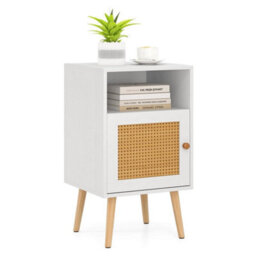 Rattan Nightstand Bedroom Bedside Table Pe Rattan Decorated Door - thumbnail 1