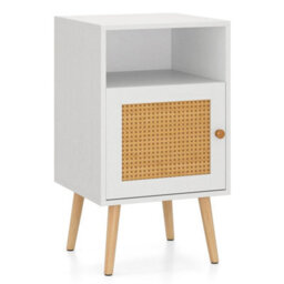 Rattan Nightstand Bedroom Bedside Table Pe Rattan Decorated Door - thumbnail 4