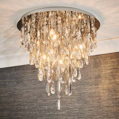 Anson Lighting Marigold Chrome With Clear K5 Crystal Glass 6 Decorative 6 Light Flush Ceiling Light - image 1