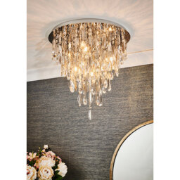 Anson Lighting Marigold Chrome With Clear K5 Crystal Glass 6 Decorative 6 Light Flush Ceiling Light - thumbnail 2