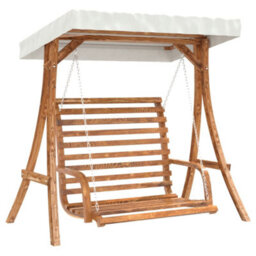 Walplus Swing Bench With Canopy Solid Wood Spruce With Teak Finish - thumbnail 2