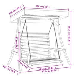 Walplus Swing Bench With Canopy Solid Wood Spruce With Teak Finish - thumbnail 8