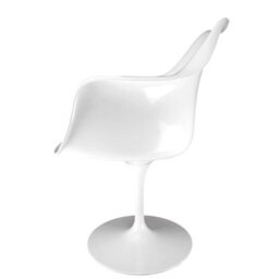 Fusion Living White  Tulip Armchair With Velveteen Grey Cushion - thumbnail 3