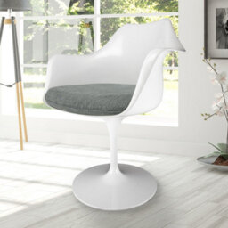 Fusion Living White  Tulip Armchair With Velveteen Grey Cushion - thumbnail 2