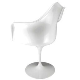 Fusion Living White  Tulip Armchair With Velveteen Grey Cushion - thumbnail 4