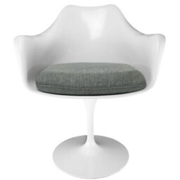 Fusion Living White  Tulip Armchair With Velveteen Grey Cushion - thumbnail 7