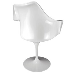 Fusion Living White  Tulip Armchair With Velveteen Grey Cushion - thumbnail 6