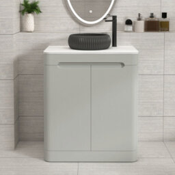 Royal Bathrooms Venice 700mm Dove Grey Freestanding Bathroom Countertop Vanity Unit 2 Door With Milan Black Basin - thumbnail 1