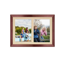 AK Frames 20X14 Rose Wood Classic Multi Photo Frame With Ivory Mount - Holds 2 Apertures (2X) A4 Photos - thumbnail 1