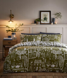 Furn. Frida Abstract Floral Reversible Duvet Cover Set, King, Green - thumbnail 2