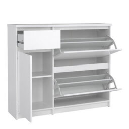 Furniture To Go Naia Shoe Cabinet With 2 Flip Down Doors 1 Door And 1 Drawer In White High Gloss (W) 108.9 X  (H) 92.9 X (D) 31.5Cm - thumbnail 6