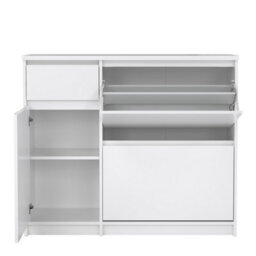 Furniture To Go Naia Shoe Cabinet With 2 Flip Down Doors 1 Door And 1 Drawer In White High Gloss (W) 108.9 X  (H) 92.9 X (D) 31.5Cm - thumbnail 7