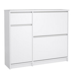 Furniture To Go Naia Shoe Cabinet With 2 Flip Down Doors 1 Door And 1 Drawer In White High Gloss (W) 108.9 X  (H) 92.9 X (D) 31.5Cm - thumbnail 2
