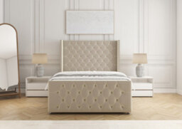 Bsspoke Divan Base Bed Set Cream Plush Velvet With 54Inch Headboard & Footboard No Drawers No Mattress In Double 3Ft 4Ft 5Ft 6Ft - thumbnail 3