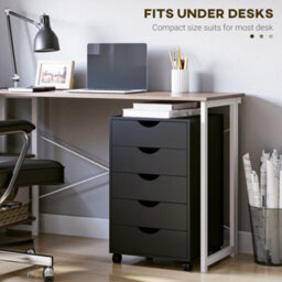 Homcom Filing Cabinet With 5 Drawers, Under Desk Drawer, Black - thumbnail 6