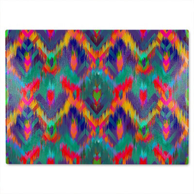 Benjamin Tate Design Abstract Ethnic Ikat Pattern Glass Chopping Boarddesigner Style - image 1
