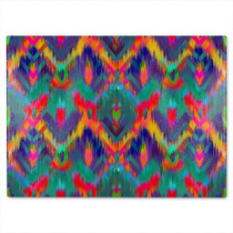 Benjamin Tate Design Abstract Ethnic Ikat Pattern Glass Chopping Boarddesigner Style