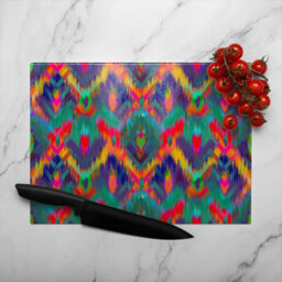 Benjamin Tate Design Abstract Ethnic Ikat Pattern Glass Chopping Boarddesigner Style - thumbnail 3